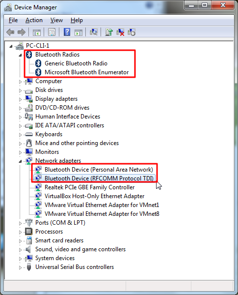 device manager found four bluetooth device