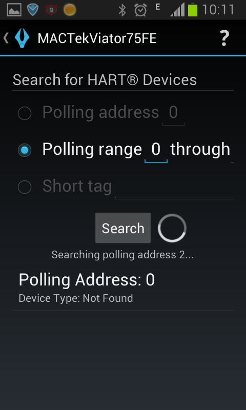 searching polling address 2 and continue search