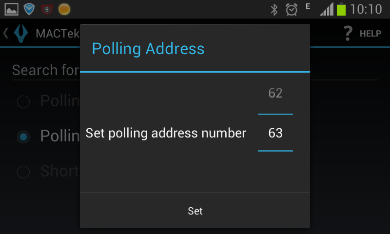 set polling address number from 63