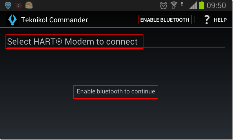 teknicol commander enable bluetooth to continue