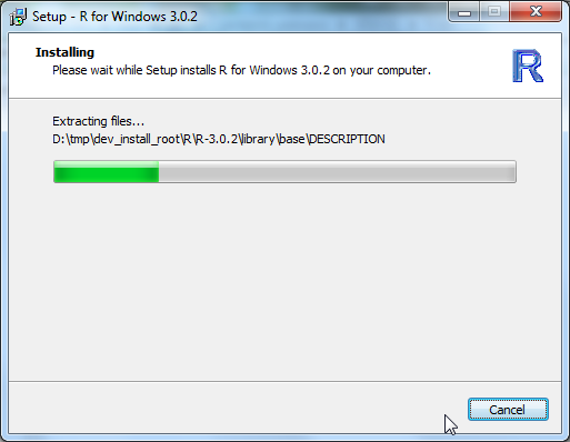 Setup R for Windows 3.0.2 installing