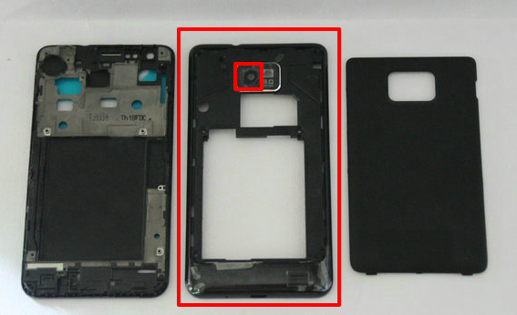 disassemble i9100g show the back cover with camera len