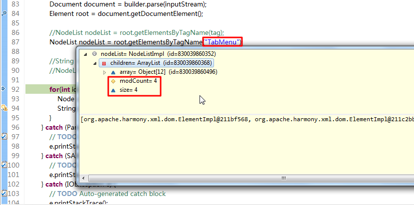 search another tabmenu tag can found 4 node list