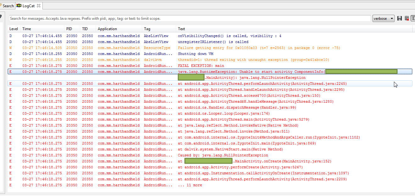 【已解决】Android中调用startActivity结果导致：java.lang.RuntimeException: Unable to start activity ComponentInfo{xxx}: java.lang.NullPointerException