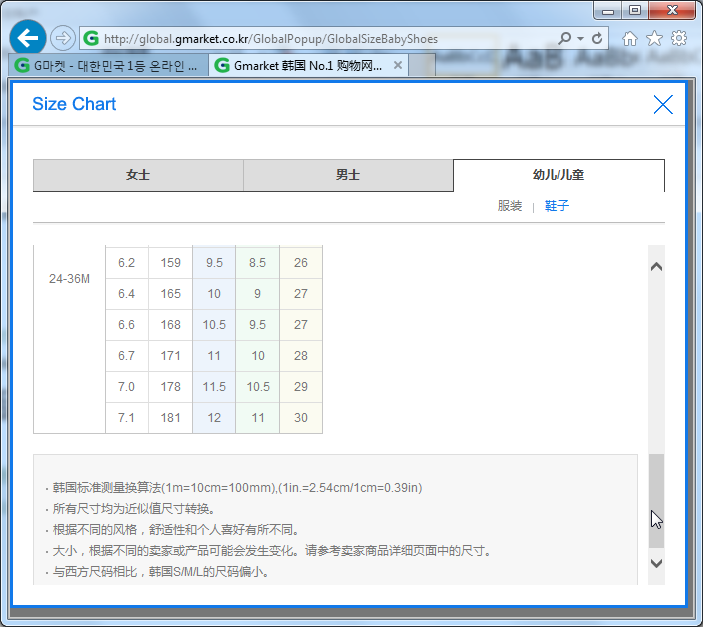 gmarket size chart baby shoes 3