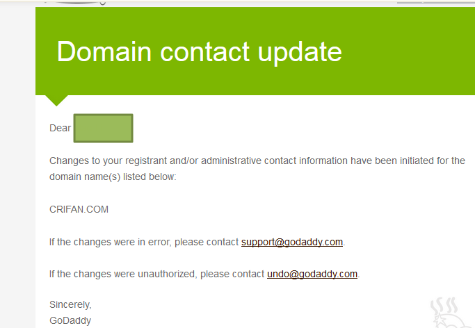 mail notice domain contact update