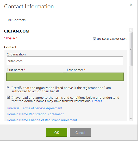 update contact information for crifan.com part 1