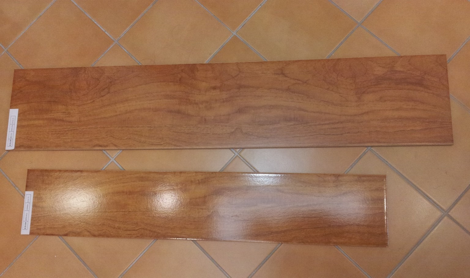 wood grain matt tile vs light tile effect