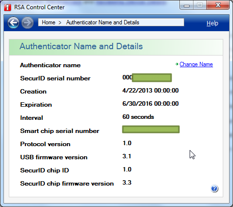 Name and Detail show authenticator name and details
