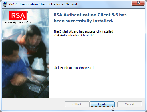RSA authentication client 3.6 install wizard finish