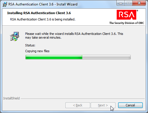 RSA authentication client 3.6 install wizard installing