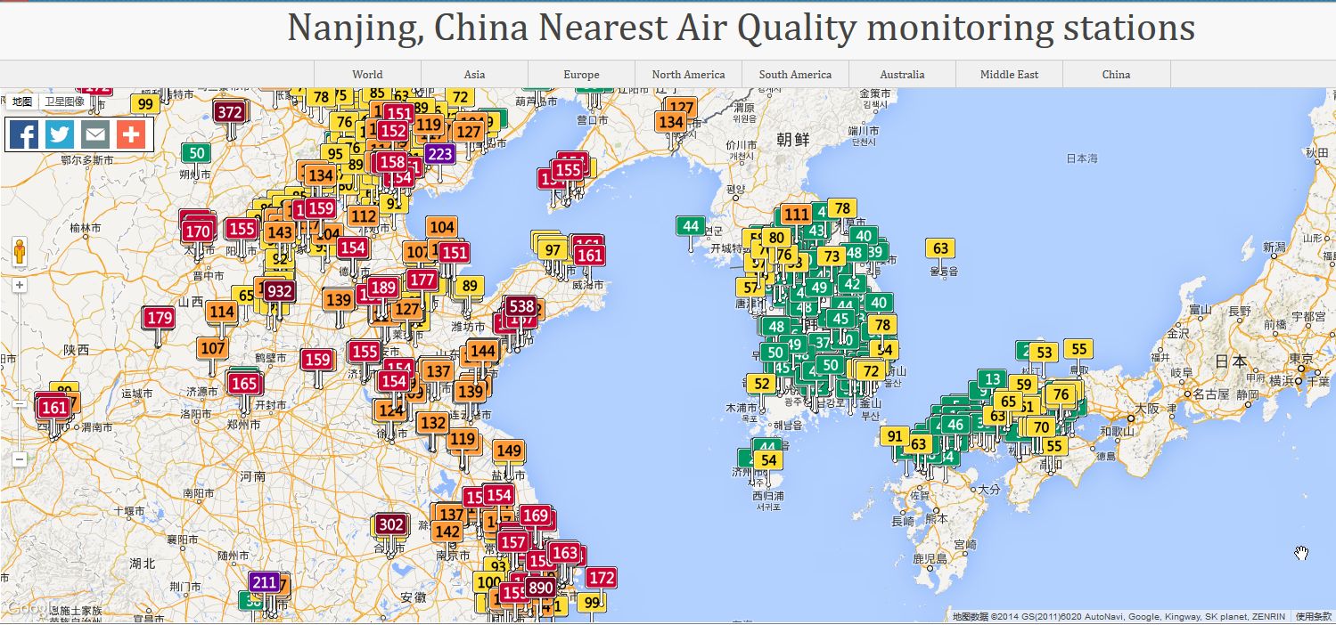 air quality for nanjing china nearest monitoring stations for china korea and japan