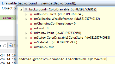 debug see background ColorDrawable but can not find transparent