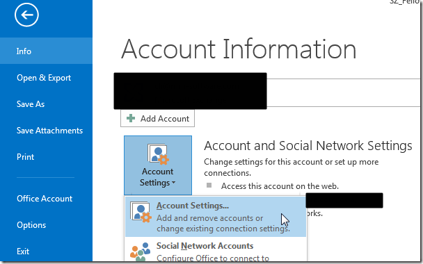 file into account information settings