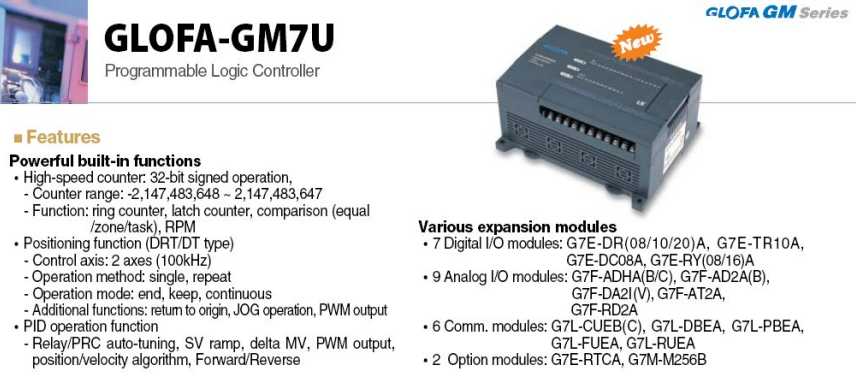 glofa gm7u plc parameters