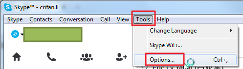 skype tools options