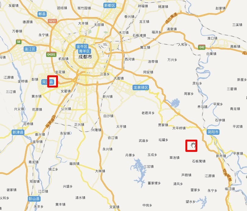 chengdu airport shuangliu and luxia new location map