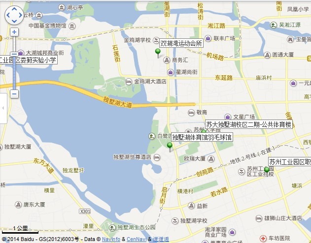 dushu lake gym badminton court location map view far