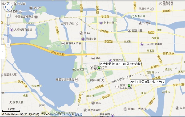 suzou university dushu lake district sencond phase common gym location map view far