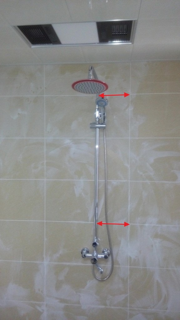 shower head vertical not right position for arrow