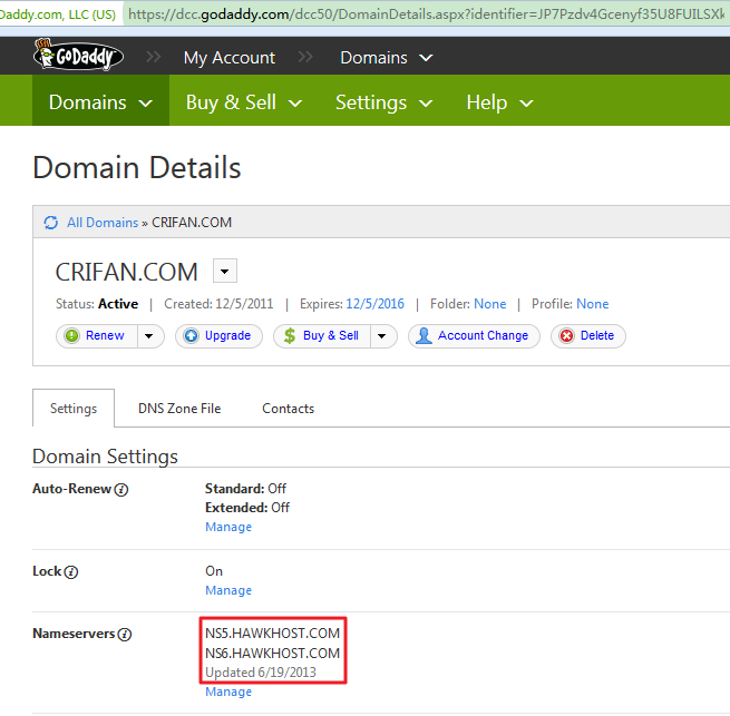 domain details found crifan com current dns ns5 ns6