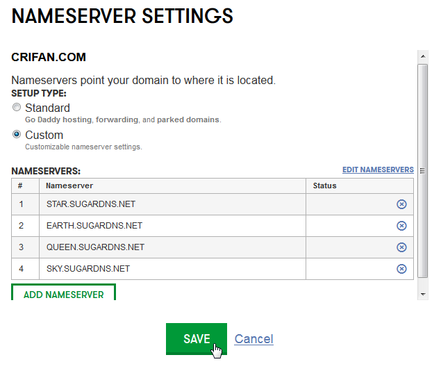change to new sugarhosts dns servers and add two more