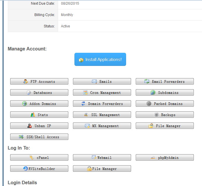 hawkhost account page added many function entry