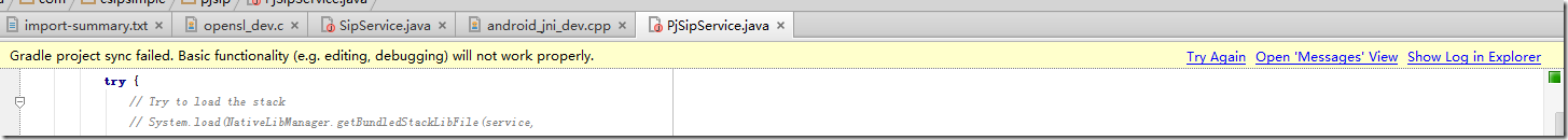 Android Studio Gradle project sync failed