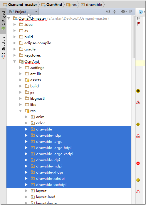 change to project view also show folders