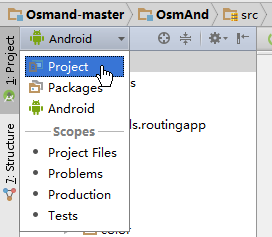 change to project view mode in android studio