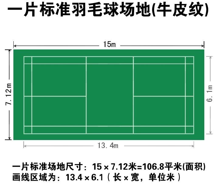 standard badminton ground pvc size