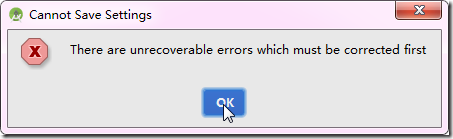 cannot save settings unrecoverable errors
