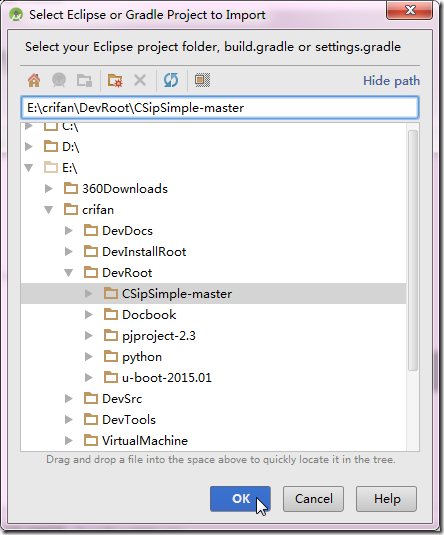 select cSipsimple master to import