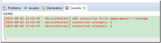 android eclipse console Adb connection Error remote host closed