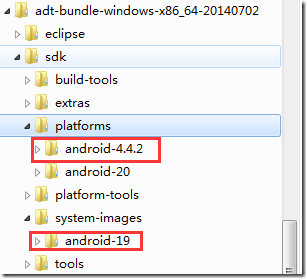 copied android 4.4.2 and android-19 to new adt bundle
