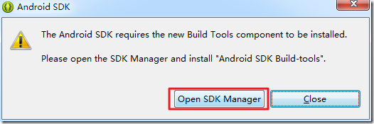 the android sdk requires the new build tools component to be installed