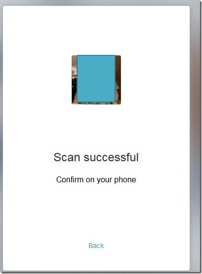 web show scan successful confirm on your phone