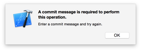 a commit message is required to perform this opereation