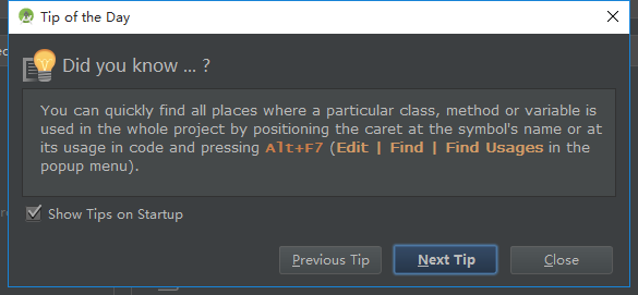 alt f7 edit find find usages