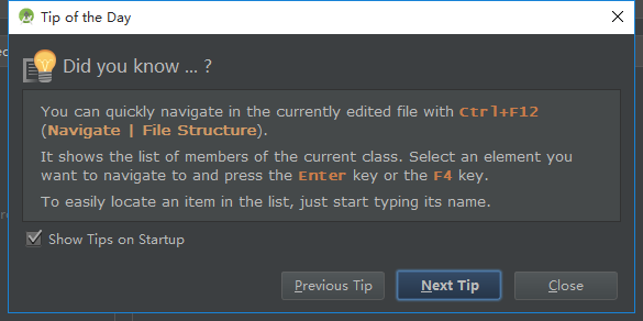 ctrl f12 navigate file structure