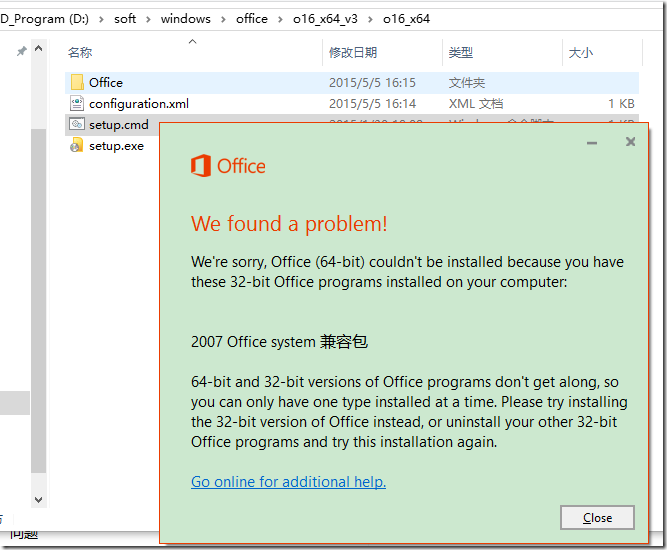 sorry for office 64 bit could not installed for 32-bit
