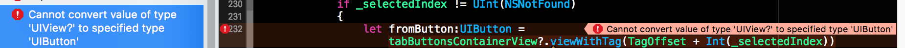［已解决］Swift代码出错：Cannot convert value of type UIView? to specified type UIButton