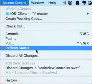 refresh status xcode source control