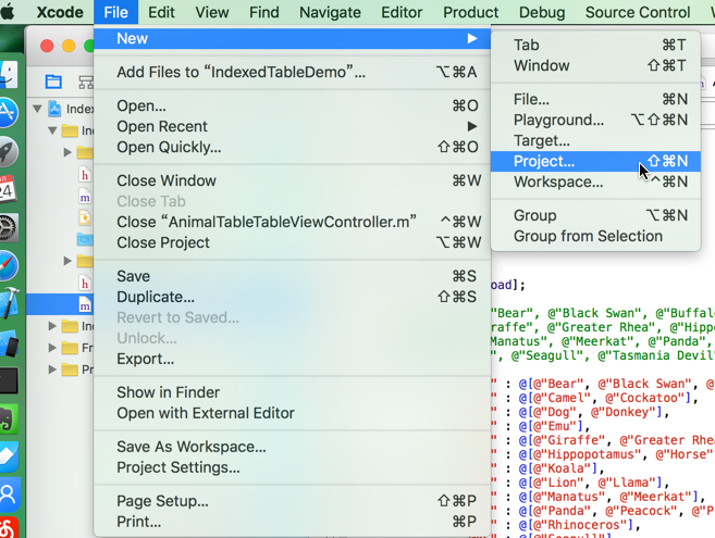 xcode file new project