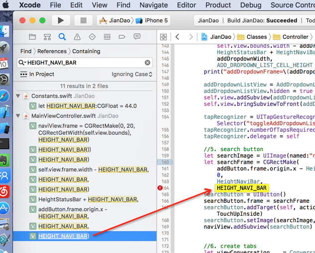 xcode search highlight but not select