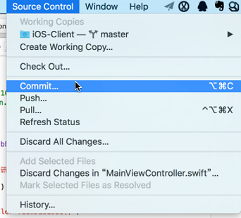 xcode source control commit
