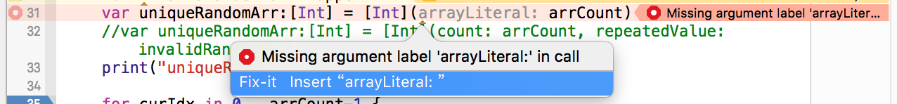 Missing argument label arrayLiterral in call