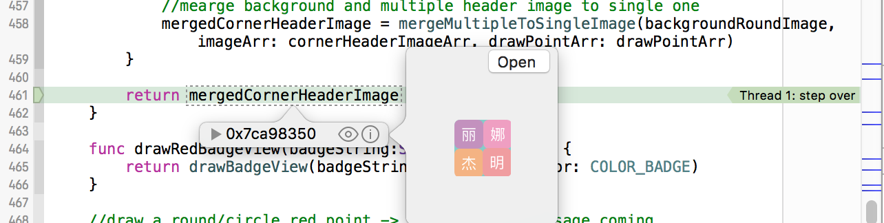 for another image show during debug xcode