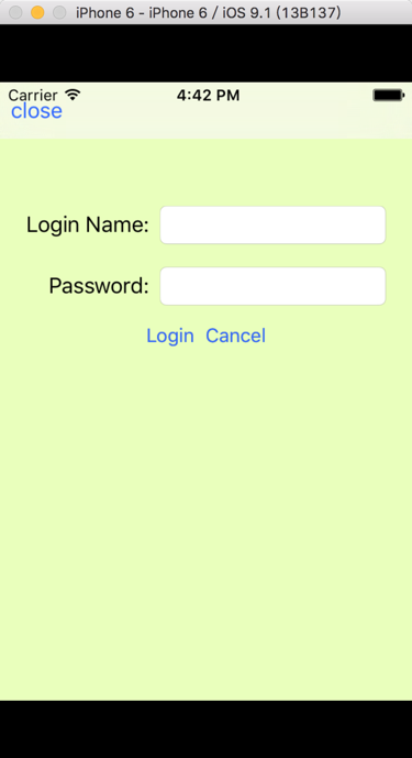 login name and password page