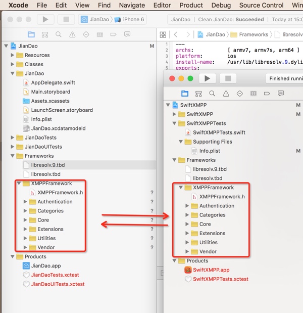 the two project files look same